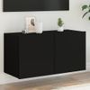 Mueble De Tv De Pared Con Luces Led Negro 80x35x41 Cm