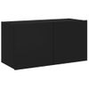 Mueble De Tv De Pared Con Luces Led Negro 80x35x41 Cm