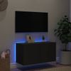 Mueble De Tv De Pared Con Luces Led Negro 80x35x41 Cm