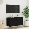 Mueble De Tv De Pared Con Luces Led Negro 80x35x41 Cm