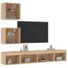 Muebles Tv Pared Con Led 5 Piezas Madera Ingeniería Roble Sonoma