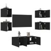 Muebles De Tv De Pared Con Led 6 Piezas Madera Ingeniería Negro