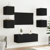 Muebles De Tv De Pared Con Led 6 Piezas Madera Ingeniería Negro