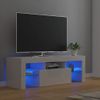 Mueble De Tv Con Luces Led Blanco Brillante 120x35x40 Cm