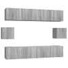 Set De Muebles Para Tv 6 Piezas Madera Contrachapada Gris Sonoma