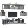 Set De Muebles Para Tv 6 Piezas Madera Contrachapada Gris Sonoma