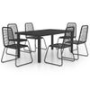 Set De Comedor De Jardín De 7 Piezas Pvc Ratán Negro