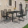 Set De Comedor De Jardín De 7 Piezas Pvc Ratán Negro