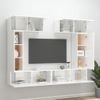 Set De Muebles De Tv 6 Piezas Madera Contrachapada Blanco Brillo