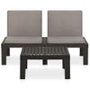 Set De Muebles De Jardín 2 Piezas Con Cojines Plástico Gris