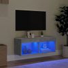 Mueble Para Tv Con Luces Led Gris Hormigón 80x30x30 Cm