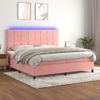 Cama Box Spring Colchón Y Led Terciopelo Rosa 200x200 Cm