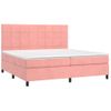 Cama Box Spring Colchón Y Led Terciopelo Rosa 200x200 Cm