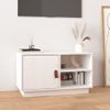 Mueble De Tv De Madera Maciza De Pino Blanco 70x34x40 Cm