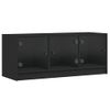 Mueble De Tv Con Puertas De Vidrio Negro 102x37x42 Cm