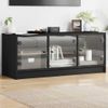 Mueble De Tv Con Puertas De Vidrio Negro 102x37x42 Cm