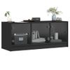 Mueble De Tv Con Puertas De Vidrio Negro 102x37x42 Cm