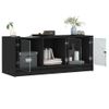 Mueble De Tv Con Puertas De Vidrio Negro 102x37x42 Cm