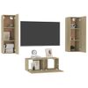 Muebles De Pared De Tv 3 Piezas Aglomerado Color Roble Sonoma