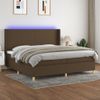 Cama Box Spring Colchón Luces Led Tela Marrón Oscuro 200x200 Cm