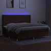 Cama Box Spring Colchón Luces Led Tela Marrón Oscuro 200x200 Cm