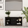 Mueble De Tv De Madera Maciza De Pino Negro 103x36,5x52 Cm