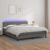 Cama Box Spring Colchón Y Led Cuero Sintético Gris 180x200 Cm