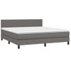 Cama Box Spring Colchón Y Led Cuero Sintético Gris 180x200 Cm