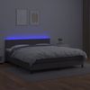 Cama Box Spring Colchón Y Led Cuero Sintético Gris 180x200 Cm