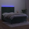 Cama Box Spring Colchón Y Led Terciopelo Verde Oscuro 140x190cm