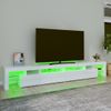 Mueble De Tv Con Luces Led Blanco Brillante 260x36,5x40 Cm