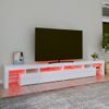 Mueble De Tv Con Luces Led Blanco Brillante 260x36,5x40 Cm