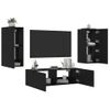 Muebles De Tv De Pared Con Luces Led 3 Piezas Negro