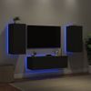 Muebles De Tv De Pared Con Luces Led 3 Piezas Negro