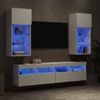 Muebles De Tv De Pared Con Led 5 Piezas Madera Ingeniería Blanco