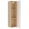 Mueble De Tv Madera Contrachapada Blanco Y Roble 30,5x30x110 Cm