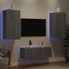 Muebles Tv Pared Con Led 4 Piezas Madera Ingeniería Gris Sonoma