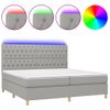 Cama Box Spring Con Colchón Tela Y Led Gris Claro 200x200 Cm