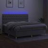 Cama Box Spring Con Colchón Tela Y Led Gris Claro 200x200 Cm