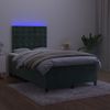 Cama Box Spring Colchón Y Led Terciopelo Verde Oscuro 120x190cm