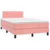 Cama Box Spring Con Colchón Terciopelo Rosa 120x190 Cm