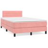 Cama Box Spring Con Colchón Terciopelo Rosa 120x190 Cm