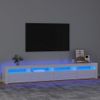 Mueble De Tv Con Luces Led Blanco Brillante 240x35x40 Cm