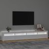 Mueble De Tv Con Luces Led Blanco Brillante 240x35x40 Cm
