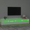 Mueble De Tv Con Luces Led Blanco Brillante 240x35x40 Cm