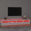 Mueble De Tv Con Luces Led Blanco Brillante 240x35x40 Cm