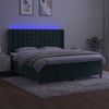 Cama Box Spring Colchón Y Led Terciopelo Verde Oscuro 180x200cm