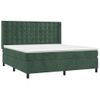 Cama Box Spring Colchón Y Led Terciopelo Verde Oscuro 180x200cm