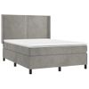 Cama Box Spring Colchón Y Led Terciopelo Gris Claro 140x190 Cm