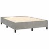 Cama Box Spring Colchón Y Led Terciopelo Gris Claro 140x190 Cm